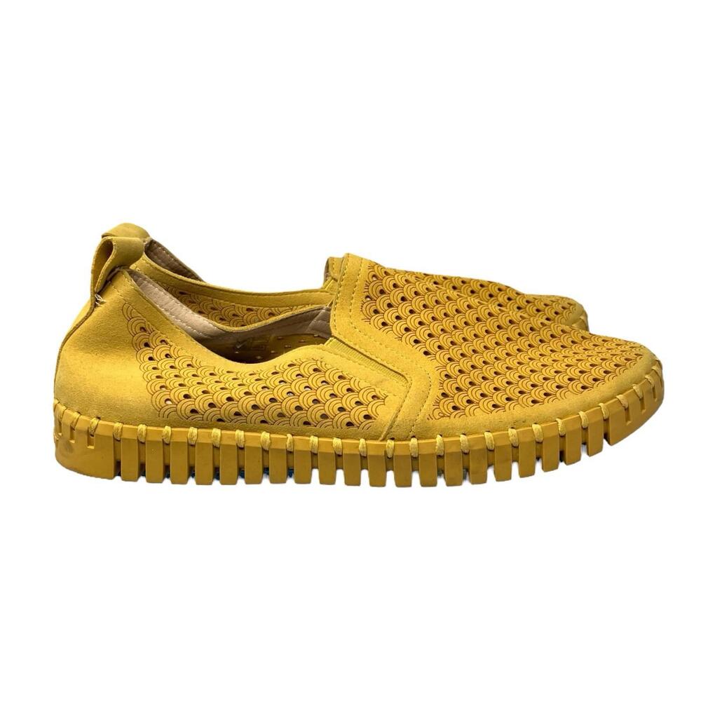 Ilse Jacobsen Hornbaek Tulip 139 Womens 12 Yellow Slip On Scallop Comfort Travel - Picture 3 of 9